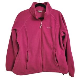 COLUMBIA Women's 2X plus size Fuchsia Pink full zip warm cozy fleece jacket